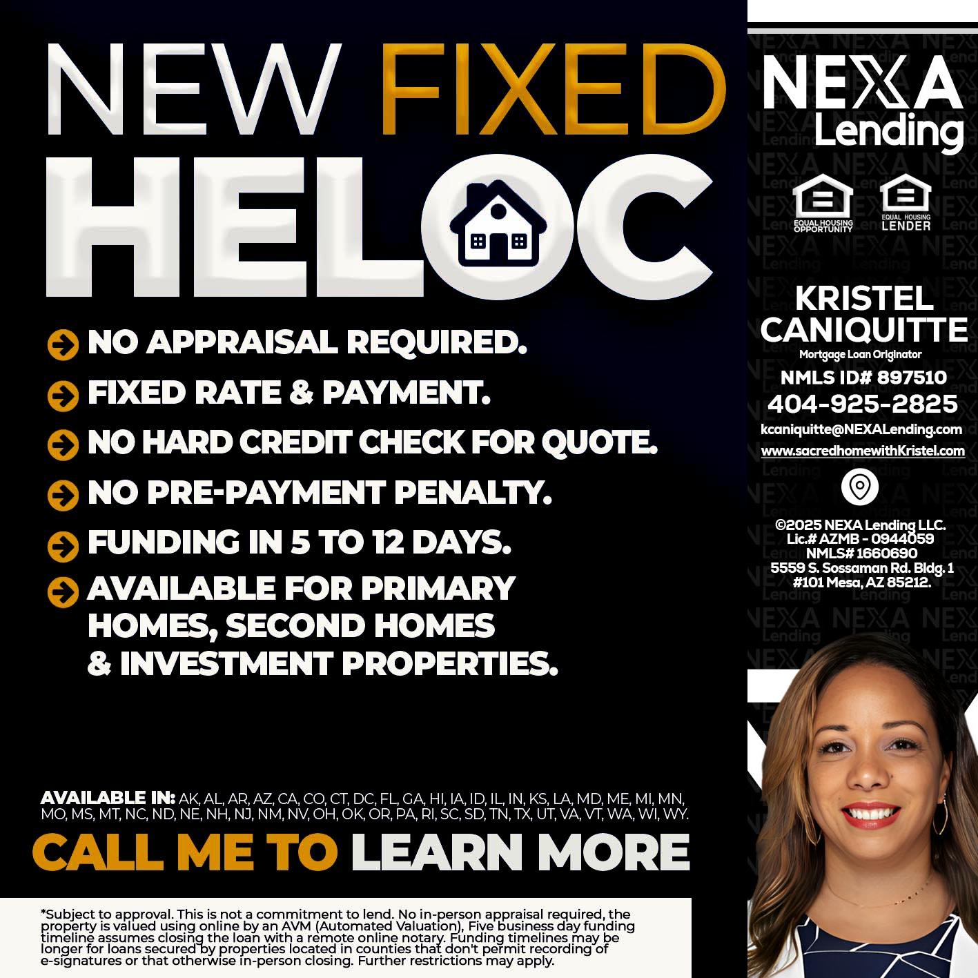 HELOC - Kristel Caniquitte -Mortgage Loan Originator
