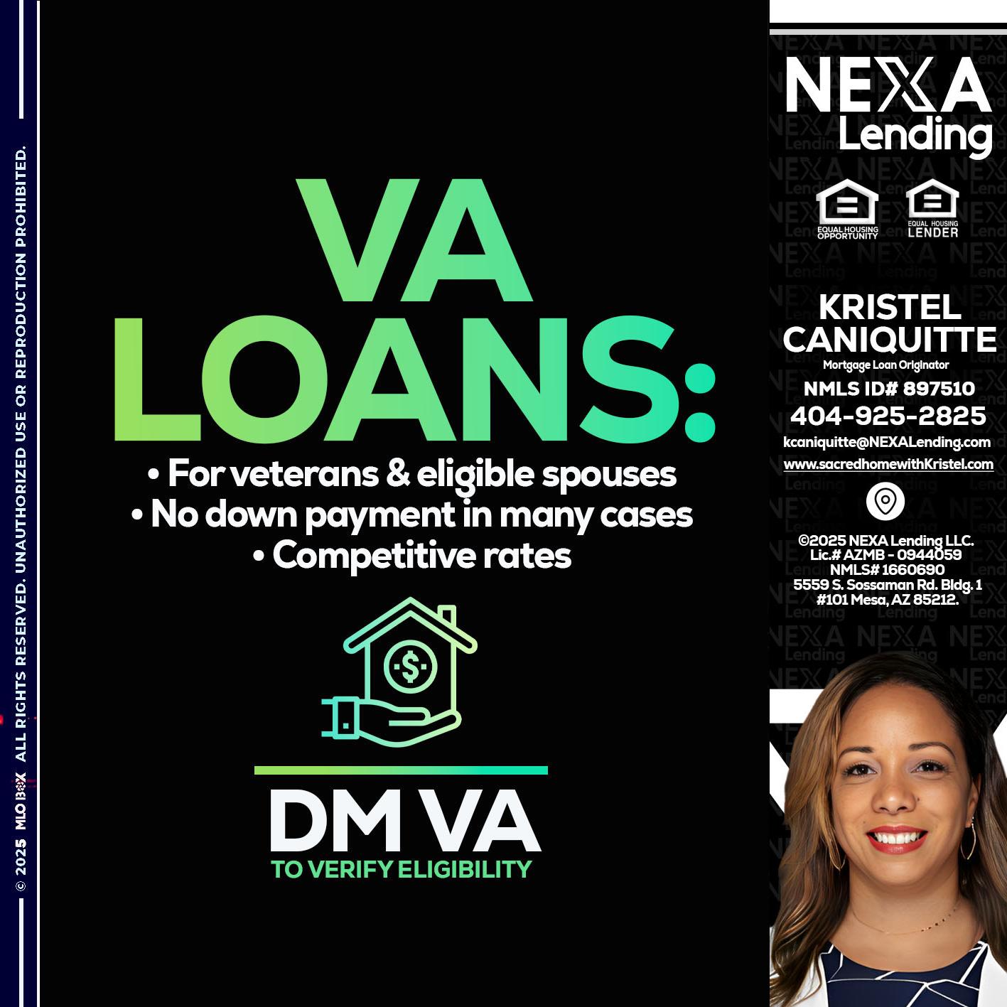 VA LOANS - Kristel Caniquitte -Mortgage Loan Originator