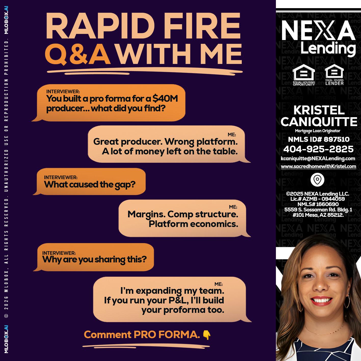 RAPID FIRE - Kristel Caniquitte -Mortgage Loan Originator