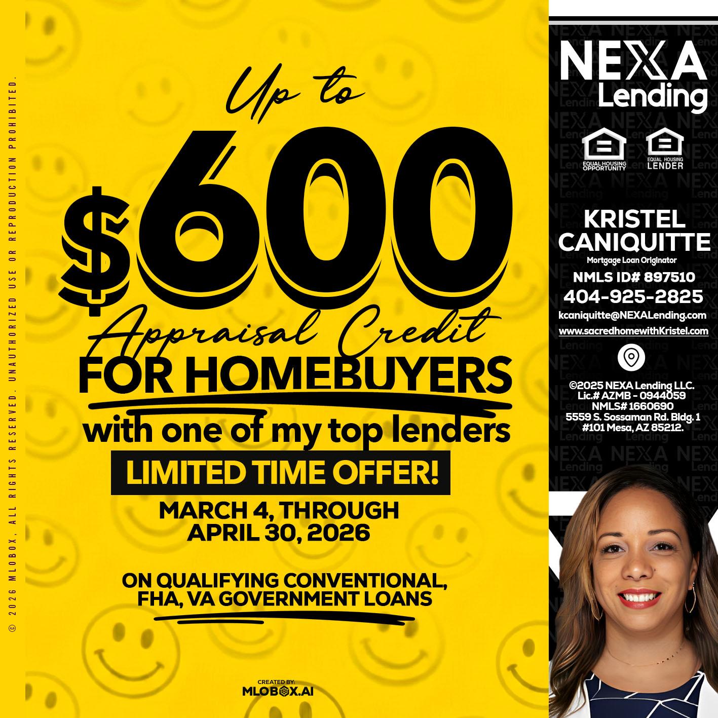 UP TO 600 - Kristel Caniquitte -Mortgage Loan Originator