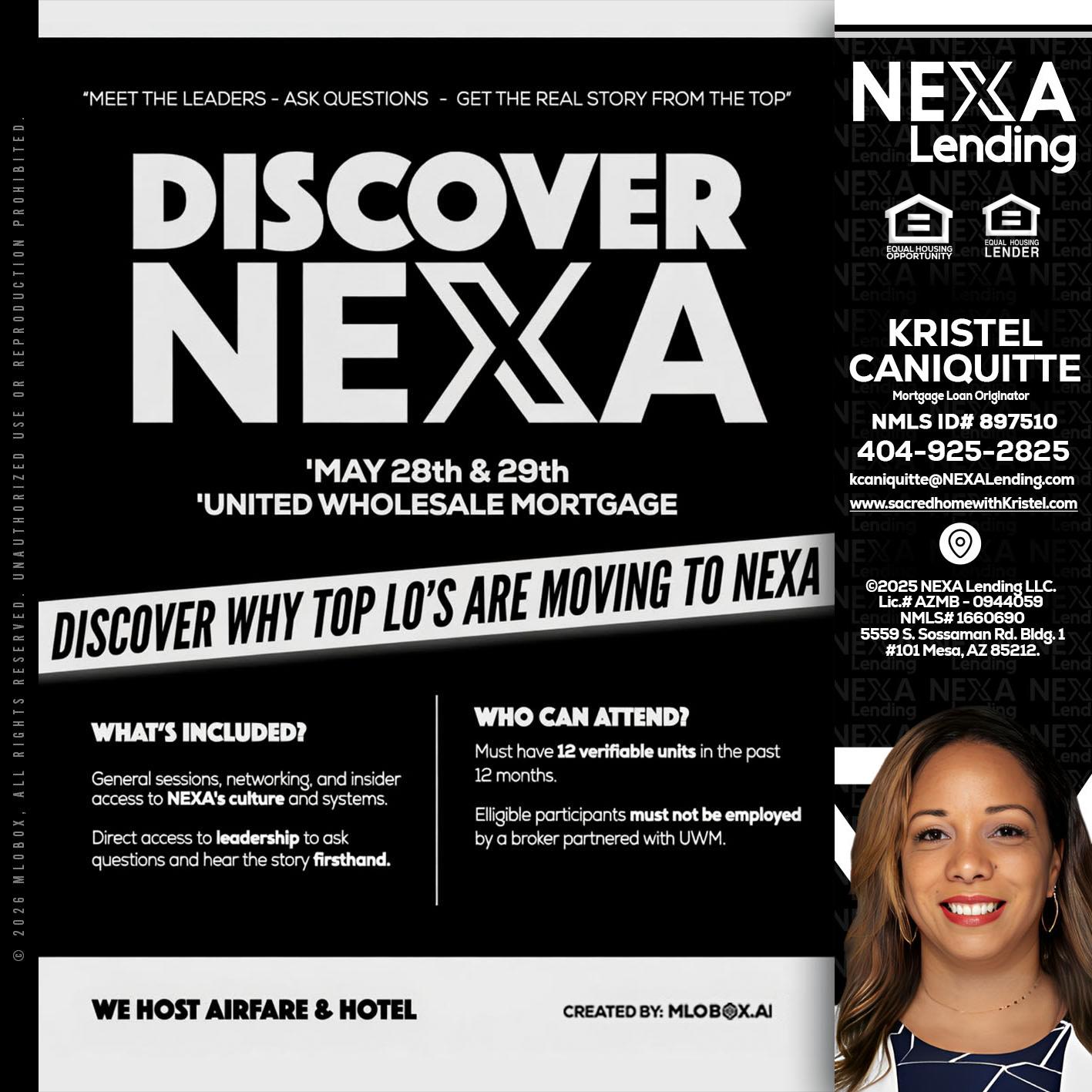 DISCOVER NEXA - Kristel Caniquitte -Mortgage Loan Originator