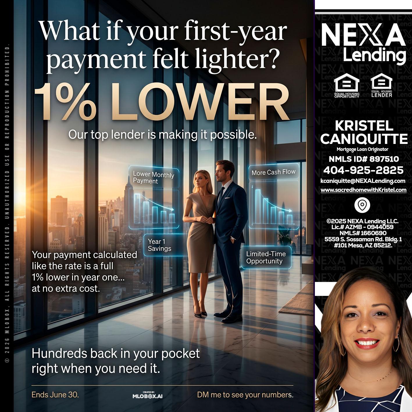 1% LOWER - Kristel Caniquitte -Mortgage Loan Originator