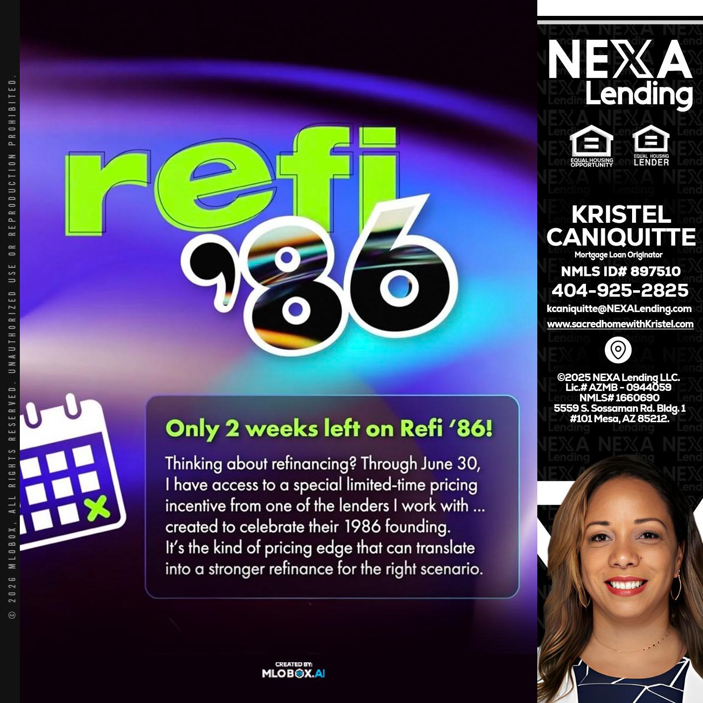 REFI 86 - Kristel Caniquitte -Mortgage Loan Originator
