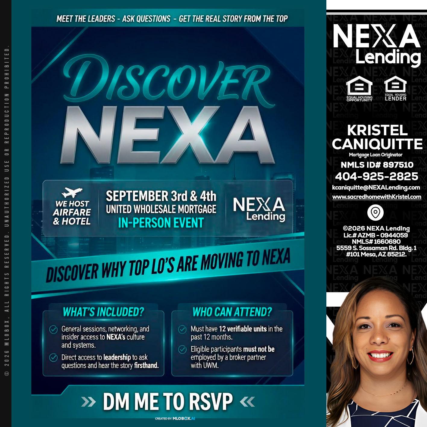 DISCOVER NEXA - Kristel Caniquitte -Mortgage Loan Originator