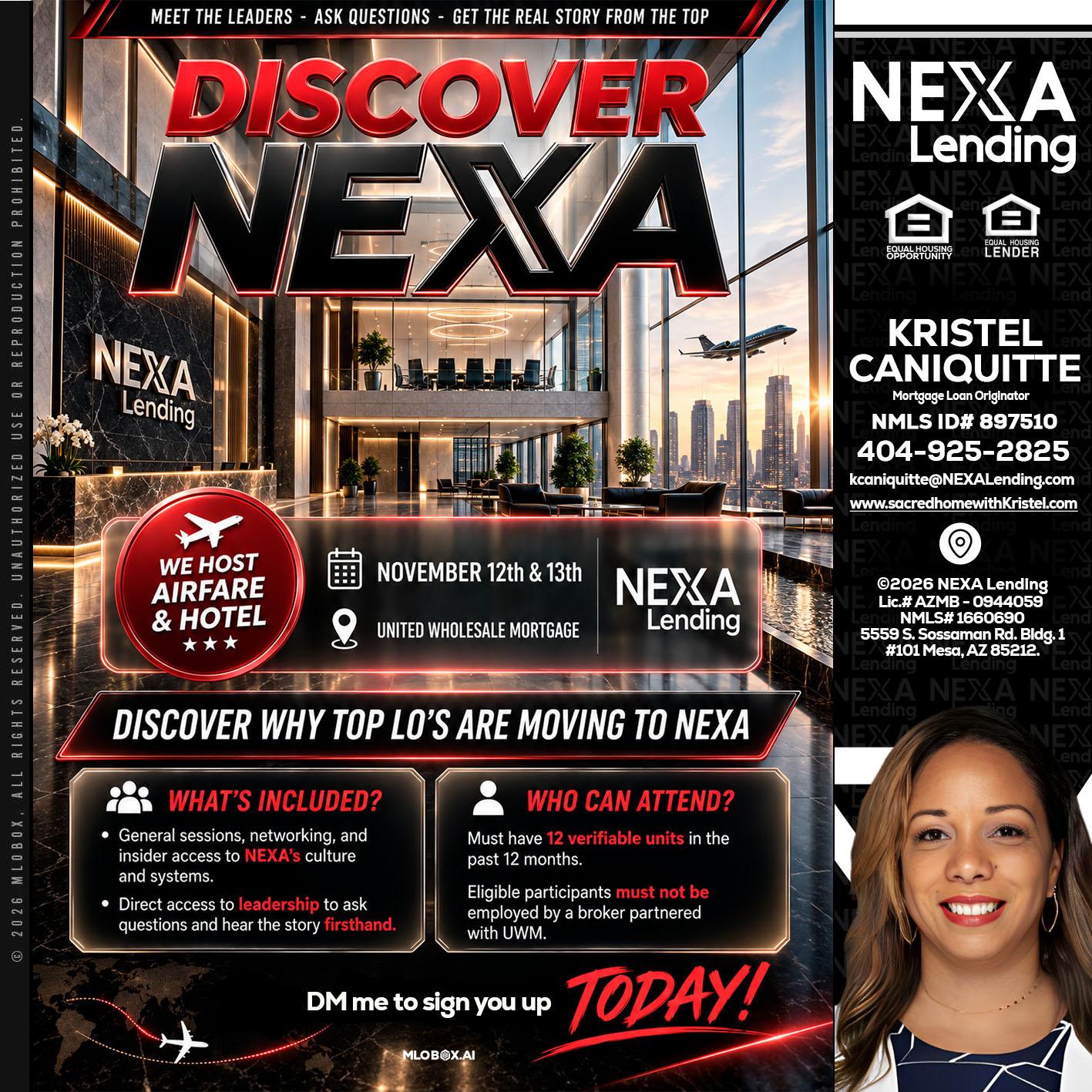 DISCOVER NEXA - Kristel Caniquitte -Mortgage Loan Originator